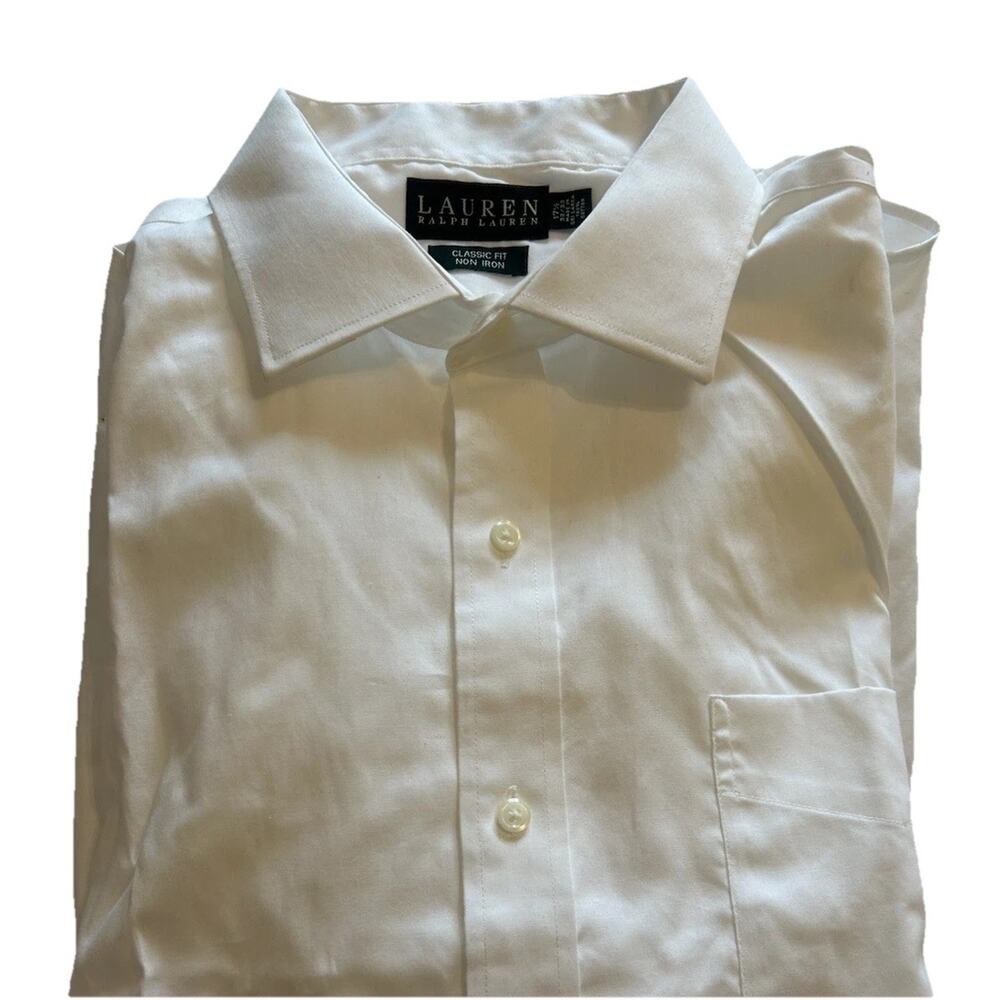Lauren Ralph Lauren Men's White Classic Fit Non-Iron Dress Shirt‎ Sz 17.5” 32/33